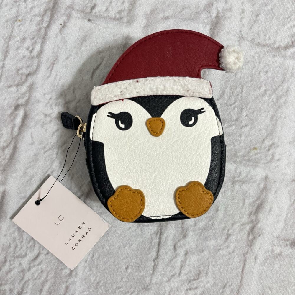 LC Lauren Conrad Coin Pouch Purse Christmas Holiday Penguin NWT